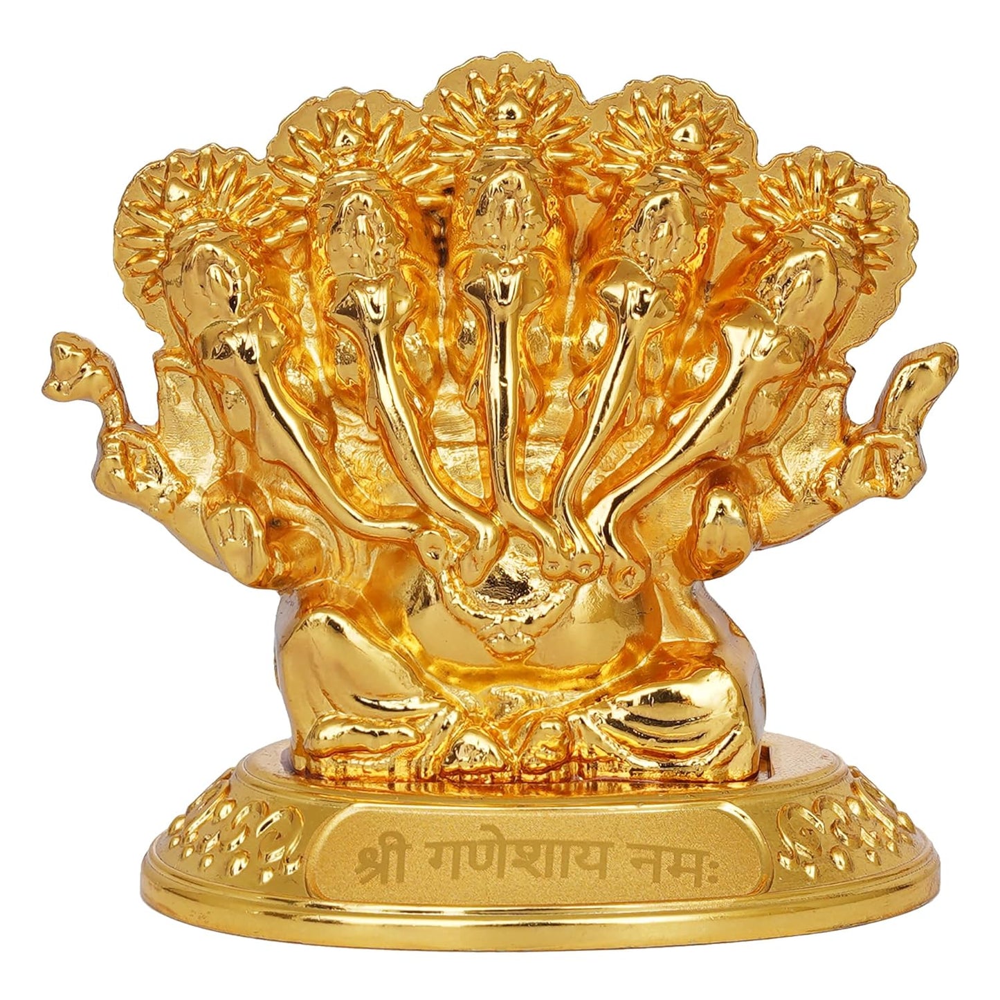 JaipurCrafts Premium Panchmukhi Metal Ganesha Idol Statue Showpiece for Car Dashboard, Home Temple and Office Decor |(2.5 x 1.77 x 2.56 Inches) Gold