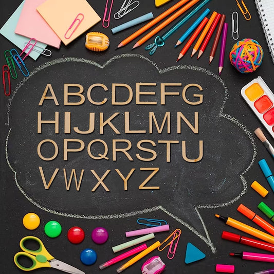 Webelkart Premium Laser Cut 26 PES Capital Alphabet Letter for Kids Learning Gift/Wall Decor/Letter Board/School Board (Wood Colour)