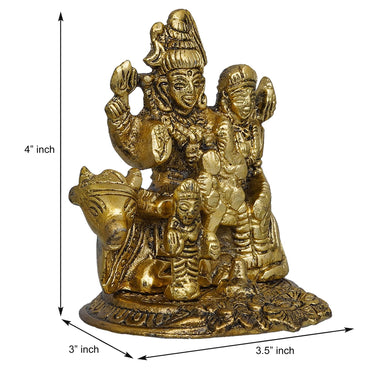 JaipurCrafts Premium Metal Shiv Parivar  - 4 Inches (Metal, Gold)