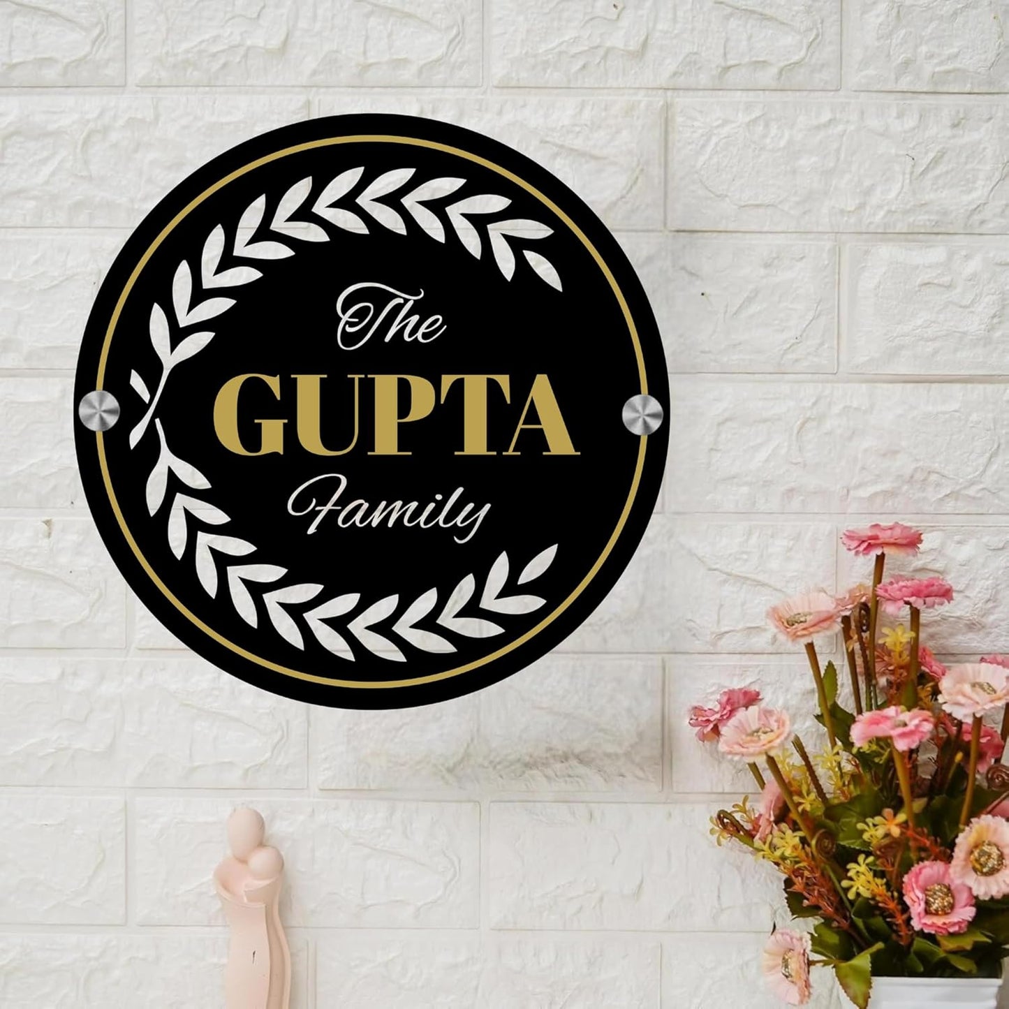 Webelkart Antique Acrylic Customised Family House Name Plate For Home Entrance Outdoor - Black, Door name plates | Name Plate