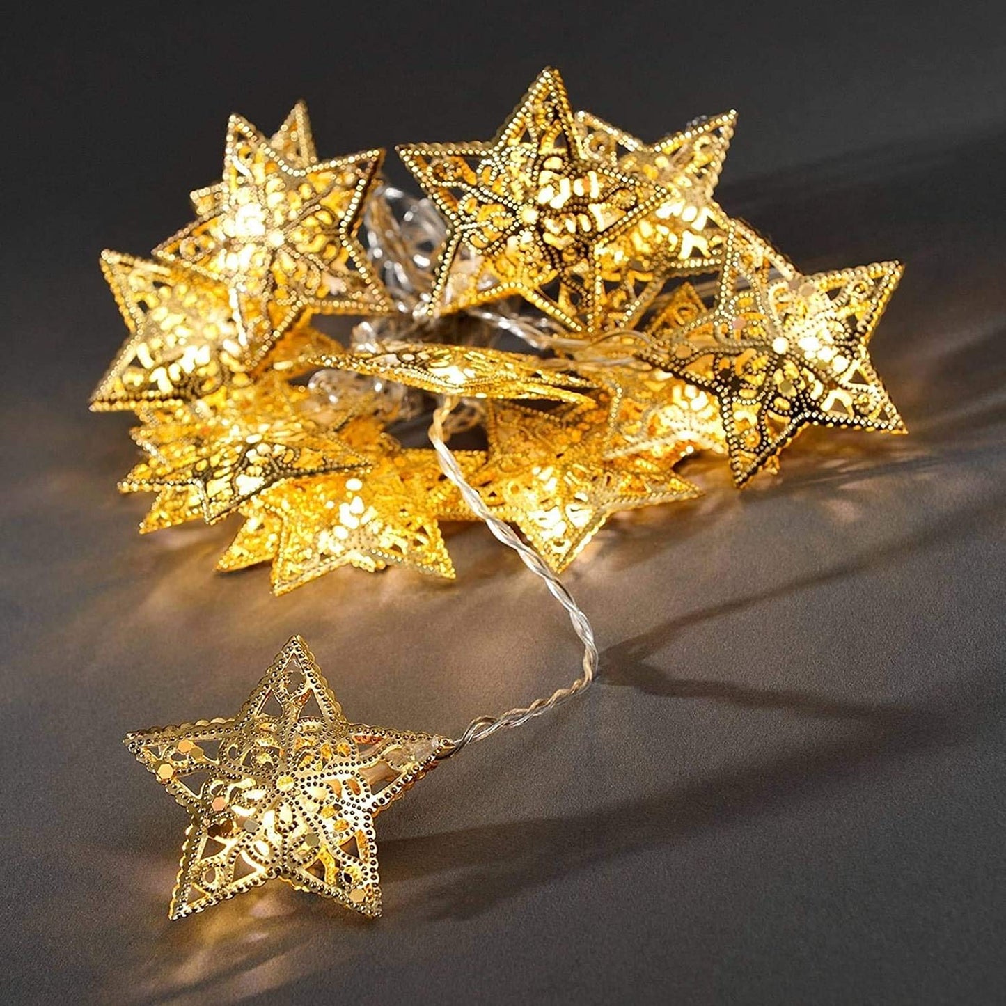 Golden Metal Star LED String Light