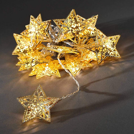 Golden Metal Star LED String Light