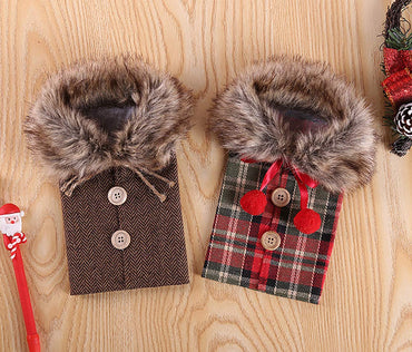 Christmas Fur Wine Bottle Cover (Set of 2)