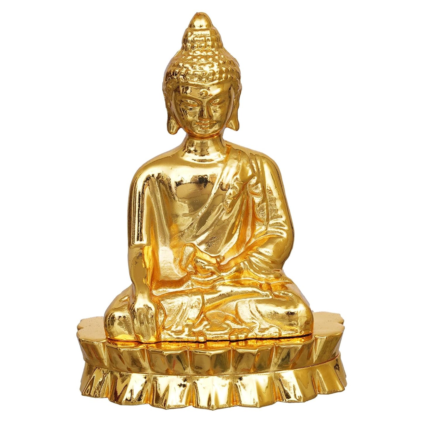 JaipurCrafts Premium Lord Metal Gautam Buddha Statue Showpiece for Home/Office Decor |Decorative Items for Home - Car Dashboard Idols (3.5" Inches-Gold)