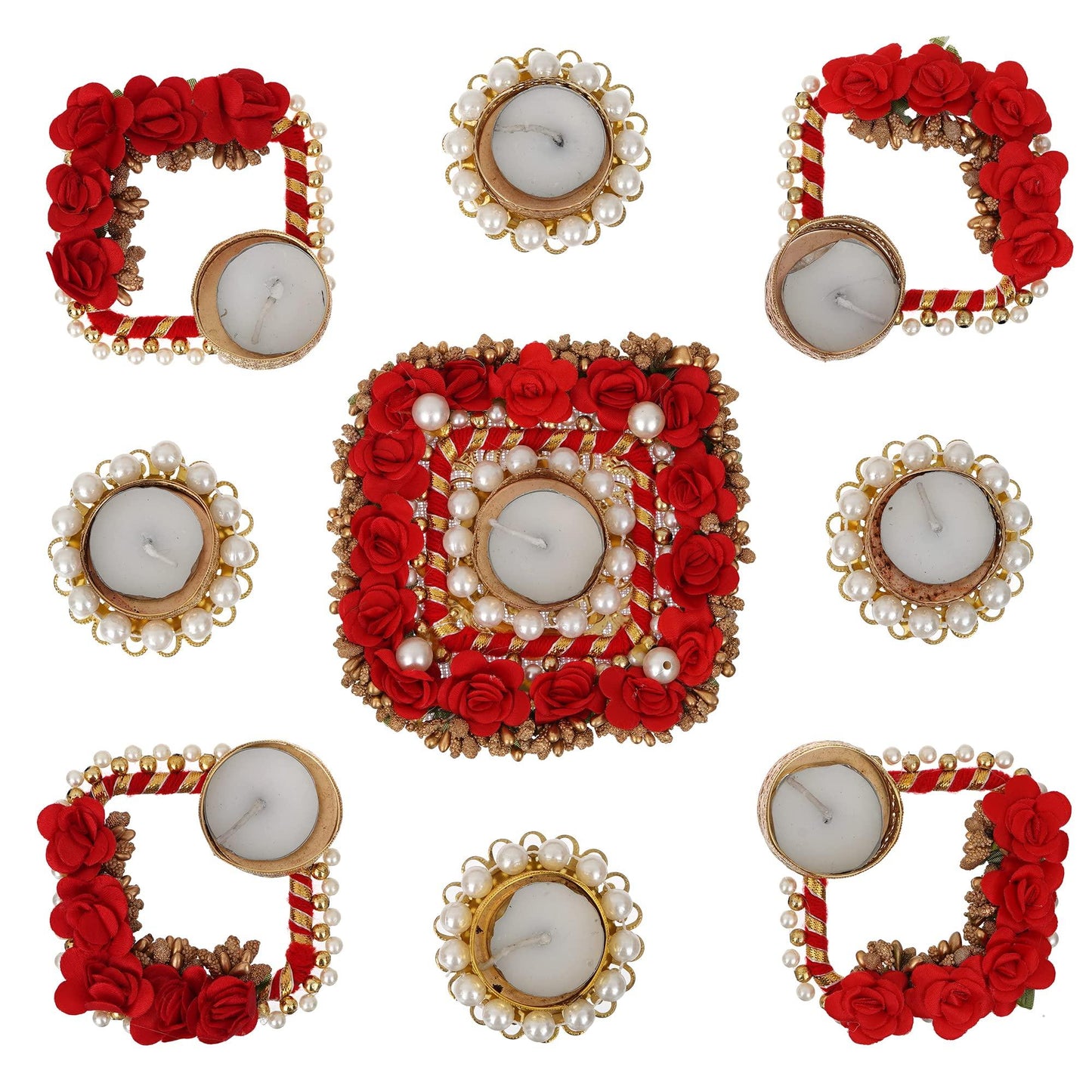 Webelkart Premium Set of 5 Tealight Candle Holder for Home Decor, Mosaic Glass, Balcony Decoration Items Outdoor, Balcony Decor,Candle Stand,Flowers ( Pack of 5, 5 X 4 Inches)