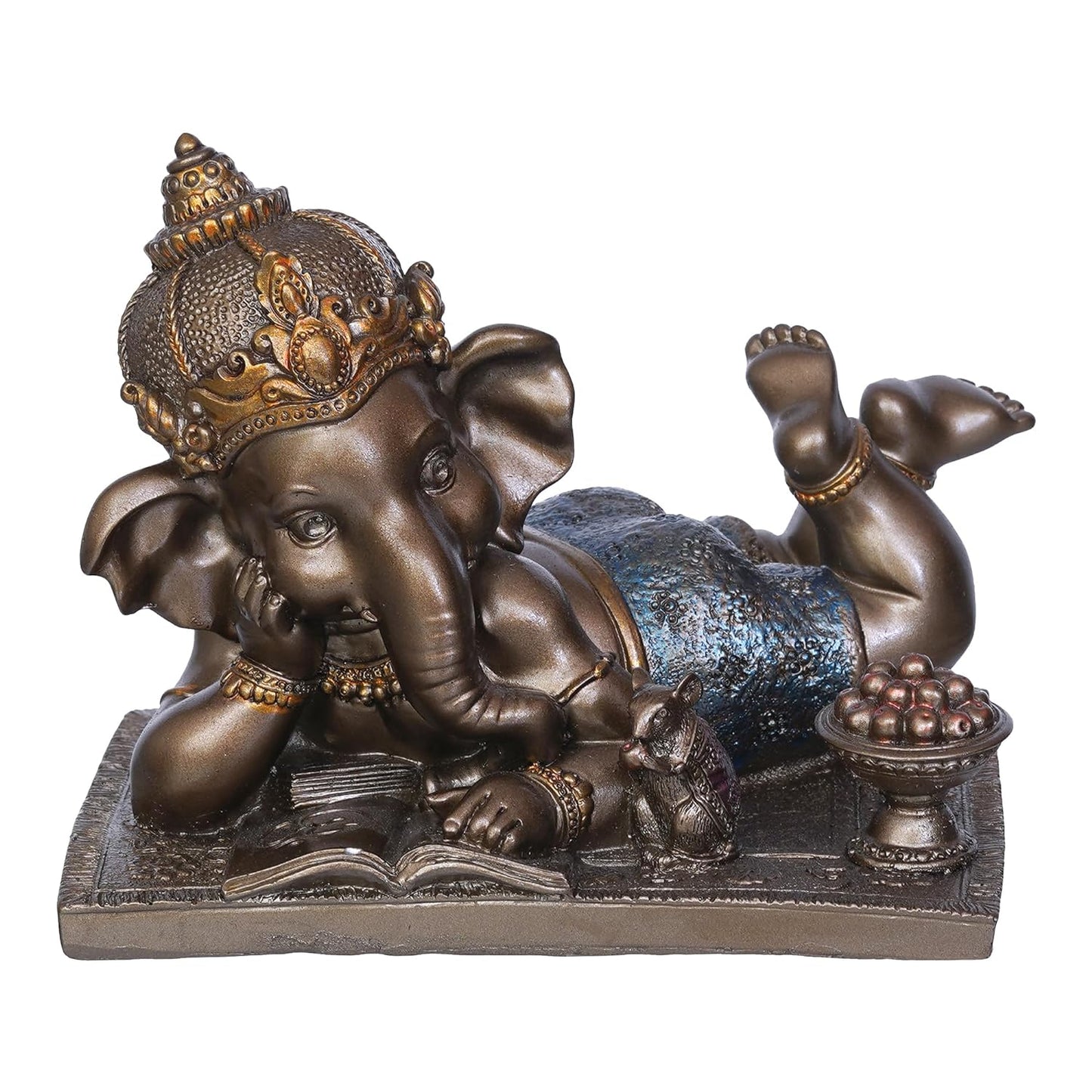 Webelkart Polyresin Book Reading Ganesha murti for Home,Ganesha Idol Statue Showpiece |Decoration Items for Home Decor|Table Decorative Gifts(6" Inches)