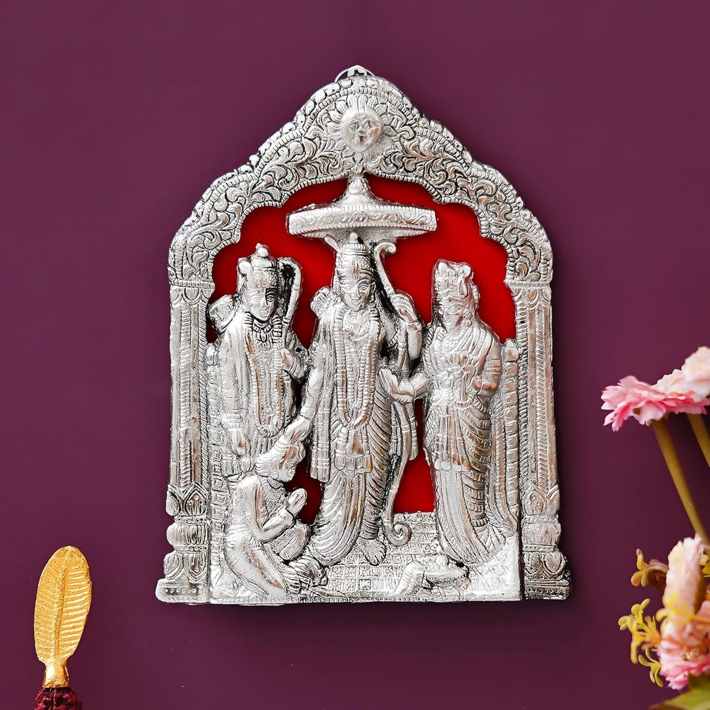 Webelkart Premium Metal Lord Ram Ji/Ram Darbar Idol Statue for Home and Office Decor, Ramdarbar Showpiece for Temple,Pooja Idol,Ram Darbar Murti,Ram Sita Laxman Hanuman for Puja