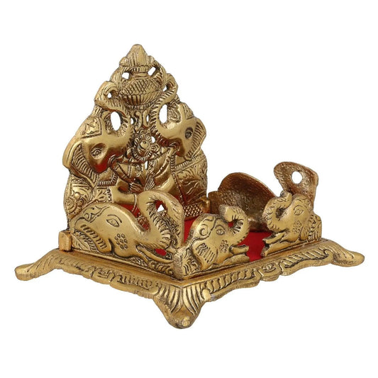 JaipurCrafts Handcrafted Krishna Ladoo Gopal/Laddu Bal Gopal White Metal Sihasan, Religious Puja Gifts and Decor, Showpiece - (10 cm x 8 cm x 18 cm)
