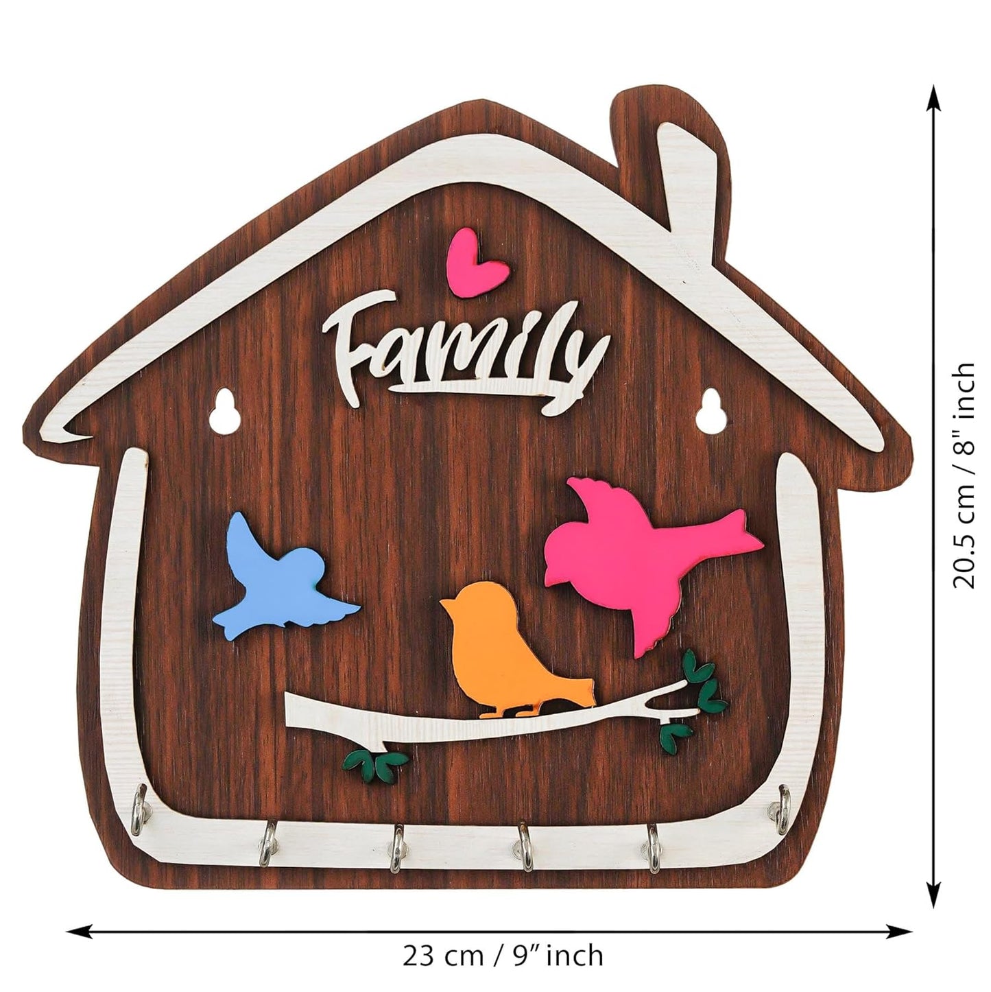 Webelkart Premium Cute Birds Hut Shape Wooden Keys Hanger for Home/Office Decor, Key Holder for Wall Decor/Home Decorative Gift Item (Brown)
