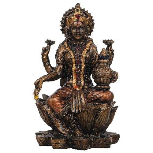 Webelkart Premium Bronze Laxmi Ji Idol Statue for Home and Office Decor| laxmi ji murti for Home and Diwali Pooja Decorations| Diwali Puja Idols (7" Inches, ColdCast Resin)