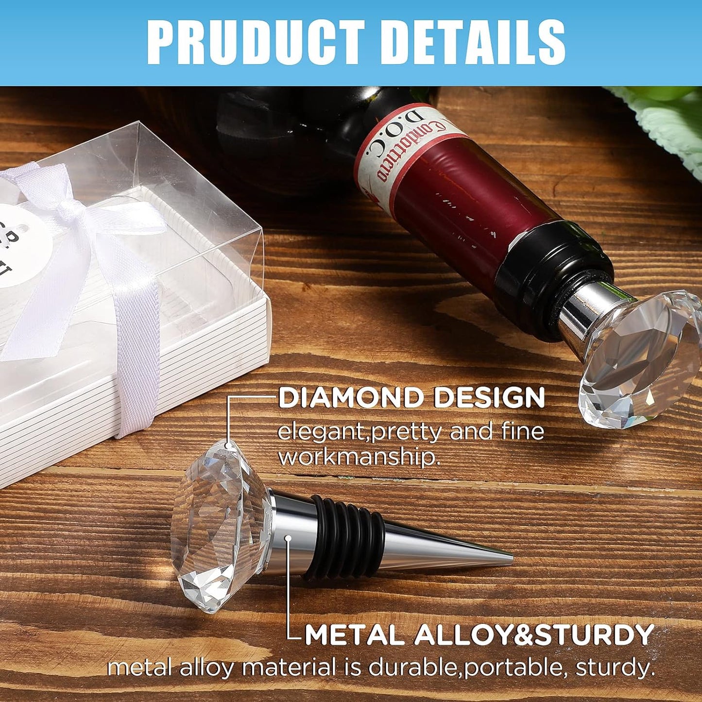 Wine Stoppers, Decorative Crystal Diamond Wine Bottle