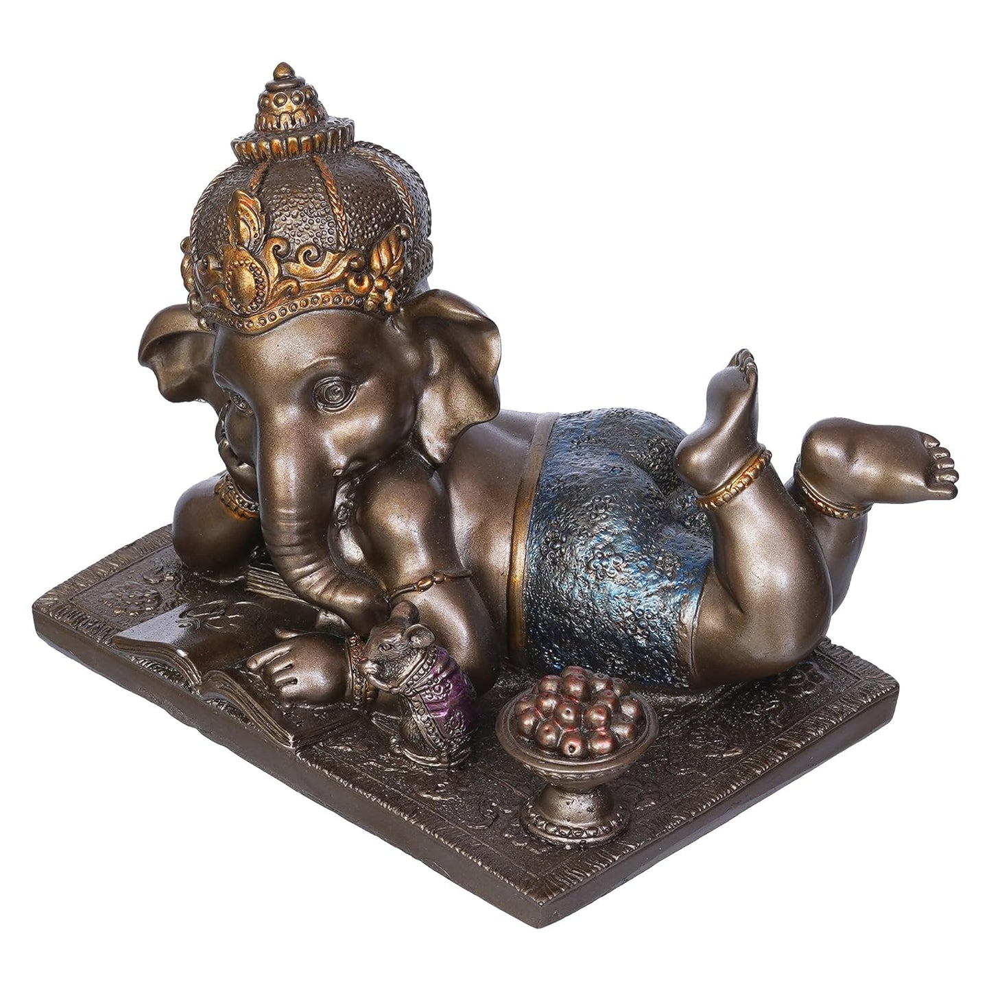Webelkart Polyresin Book Reading Ganesha murti for Home,Ganesha Idol Statue Showpiece |Decoration Items for Home Decor|Table Decorative Gifts(6" Inches)