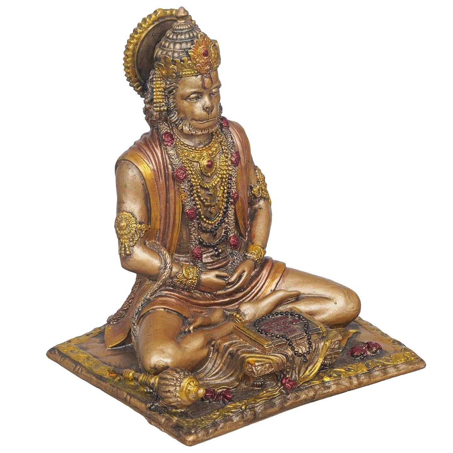 Webelkart Premium Meditating Lord Hanuman ji Idol Statue Showpiece for Home and Pooja Decor | Bajrang Bali Murti for Home Temple Book Reading Hanuman Ji Murti Showpiece (4 Inches. Bronze Finish)- hanuman ji idol online