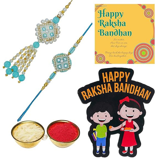 Webelkart Rakhi With Fridge Magnet Gift for Brother and Bhabhi,Raksha Bandhan Gift For Brother And Sister,Rakhi For Bhaiya and Bhabhi,Couple Combo Set With Greeting Card And Roli Chawal