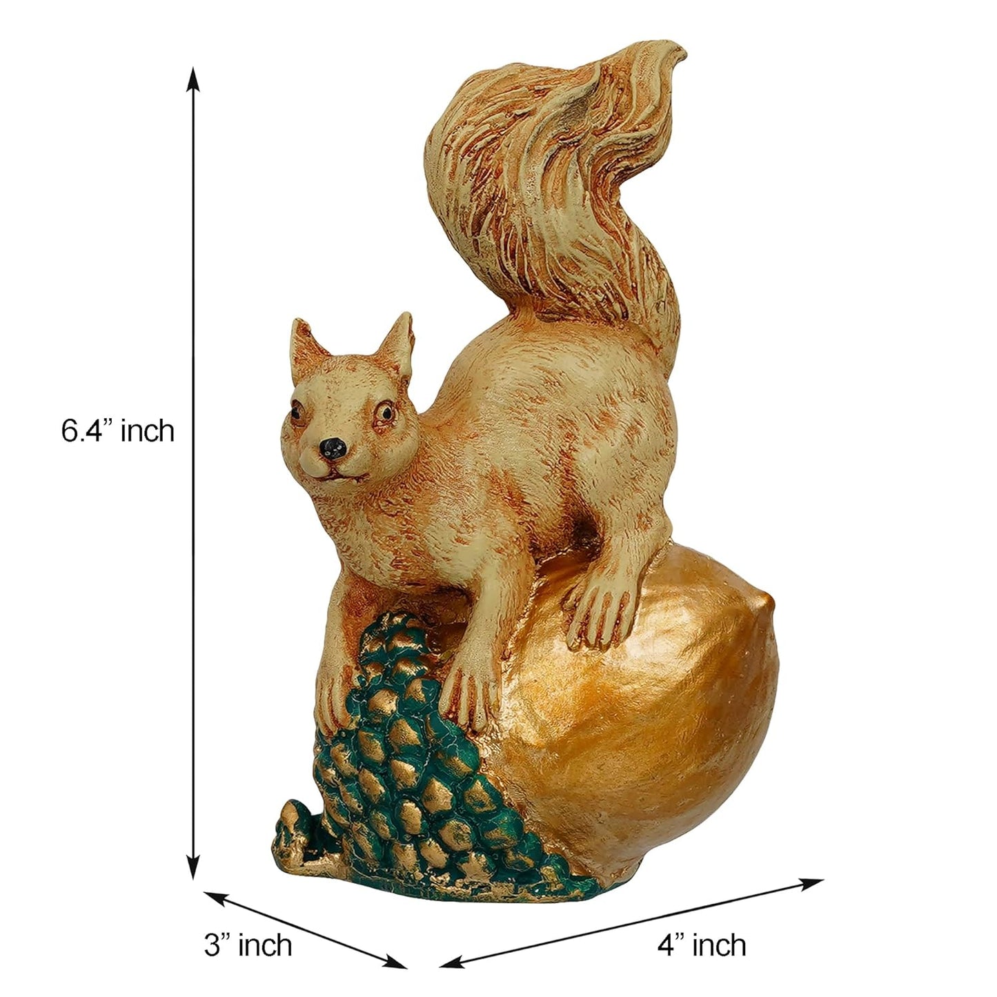 Webelkart Premium Sitting Squirrels Polyresin Showpiece for Home and Office Decor (6.4 x 4 x 3 Inches, Multicolour)