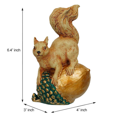 Webelkart Premium Sitting Squirrels Polyresin Showpiece for Home and Office Decor (6.4 x 4 x 3 Inches, Multicolour)