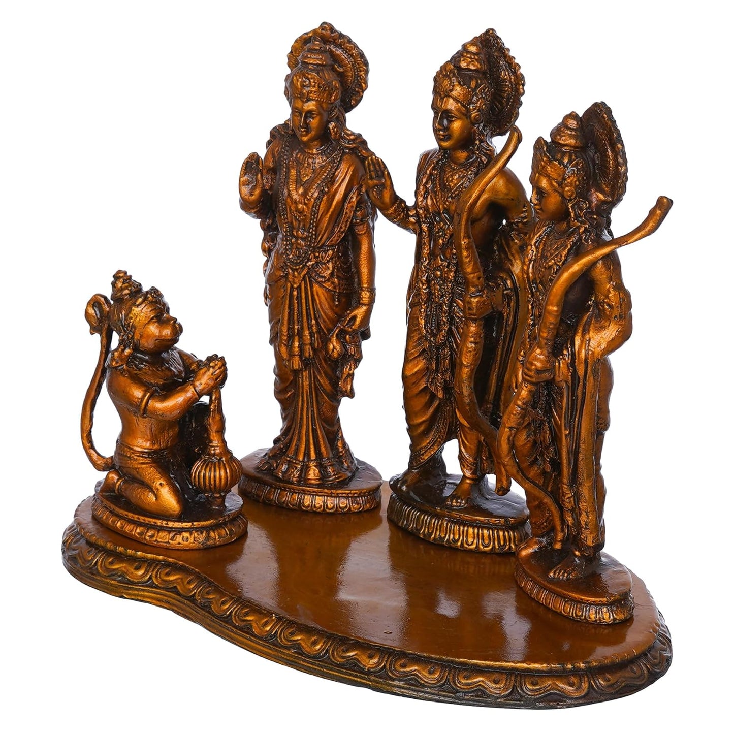 JaipurCrafts Premium Ram Darbal Idol Statue Showpiece for Home Decor | Ram Darbar Murti | Ram Parivar Statue for Home Decor (Resin -7.48 Inches) Pooja Decor Idol