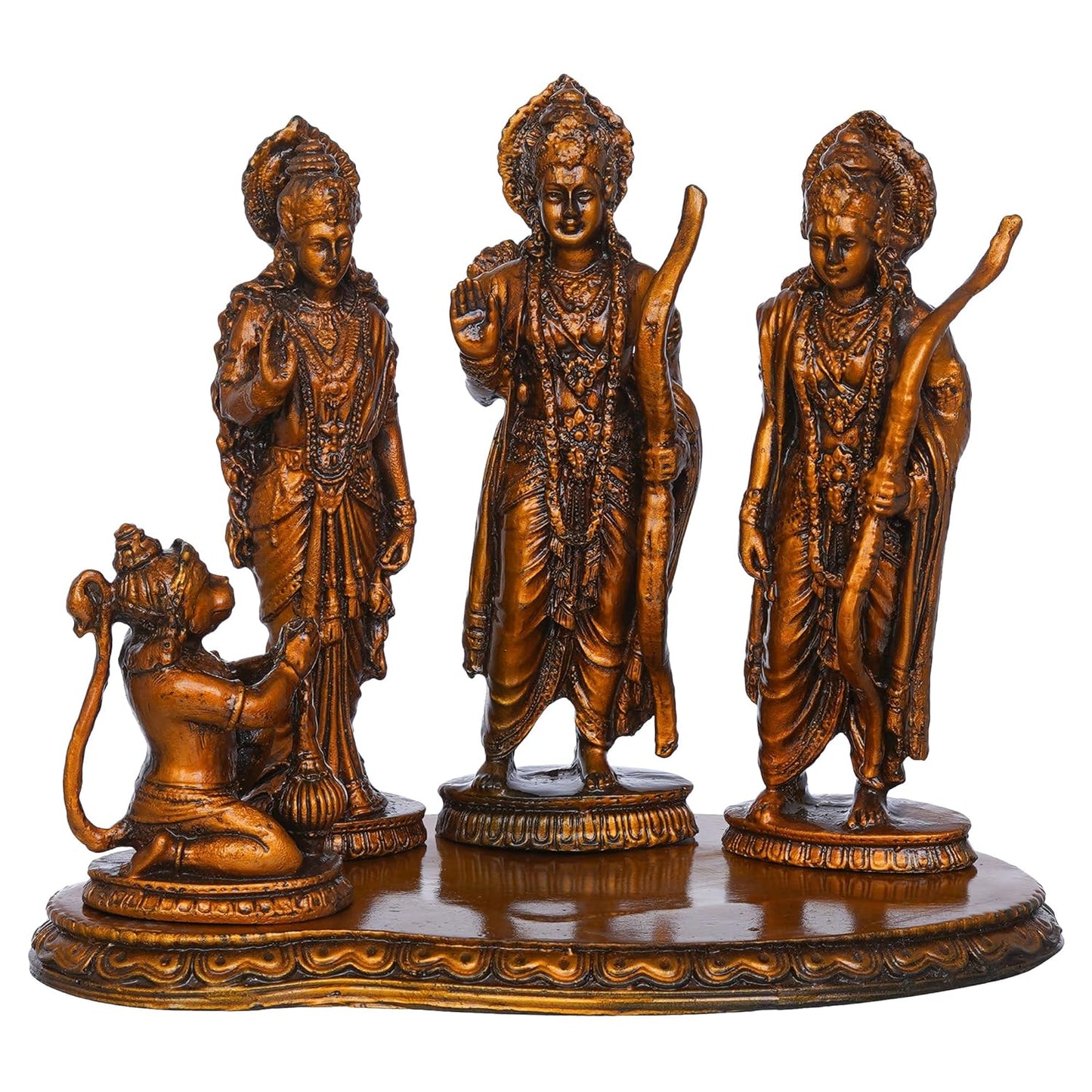 JaipurCrafts Premium Ram Darbal Idol Statue Showpiece for Home Decor | Ram Darbar Murti | Ram Parivar Statue for Home Decor (Resin -7.48 Inches) Pooja Decor Idol