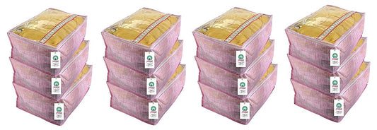 JaipurCrafts 12 Pieces Flowers Print Non Woven Saree Cover Set, Purple (45 x 35 x 23 cm)