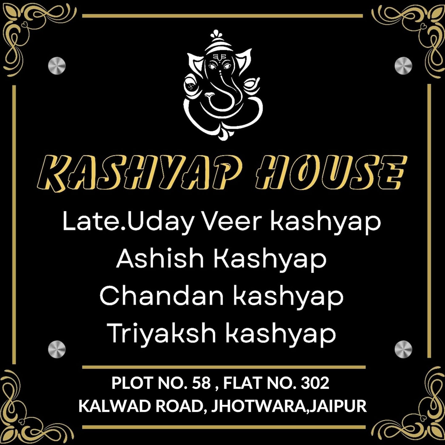 Webelkart Premium Customised Acrylic House Name Plate For Home Entrance Outdoor - 12 x 12 inches, Black, Door name plates | Name Plate For Home