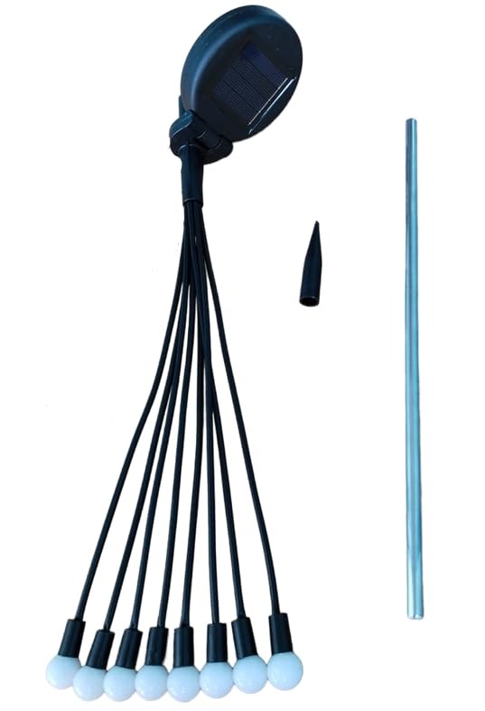 Solar Firework Lights for Garden – 8 LED Bulbs on Flexible Stems Warm White (2 Pcs Set)