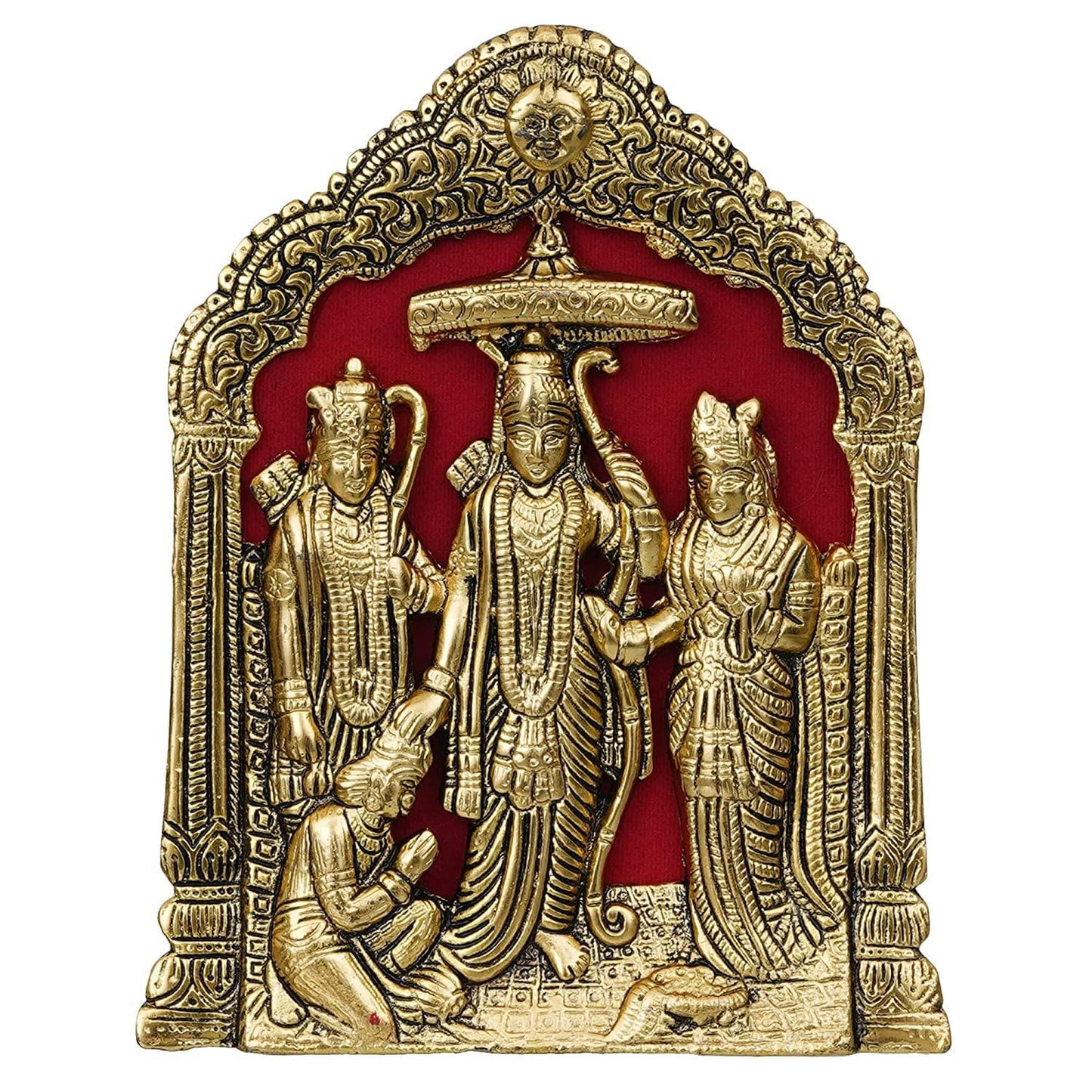 JaipurCrafts Premium Metal Ram Darbar Idol Statue for Home and Office Decor | Ram Darbar Murti for Home (8.5 Inches , Gold)