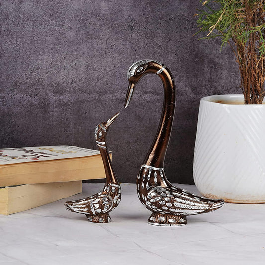 Webelkart Premium Swan Kissing Duck Showpiece for Home and Table Decor| Decorative Items for Home Decor (9 Inches)