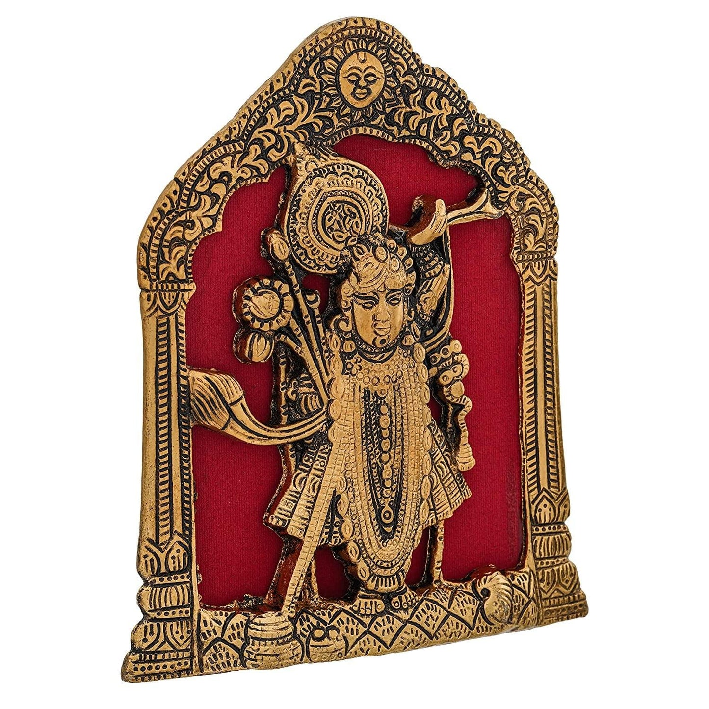 Webelkart Premium Metal Lord Tirupati Balaji Idol Statue Wall Hanging for Home and Office Decor| tirupati Balaji murti for Home Decor (6 x 8.5 Inches, Gold