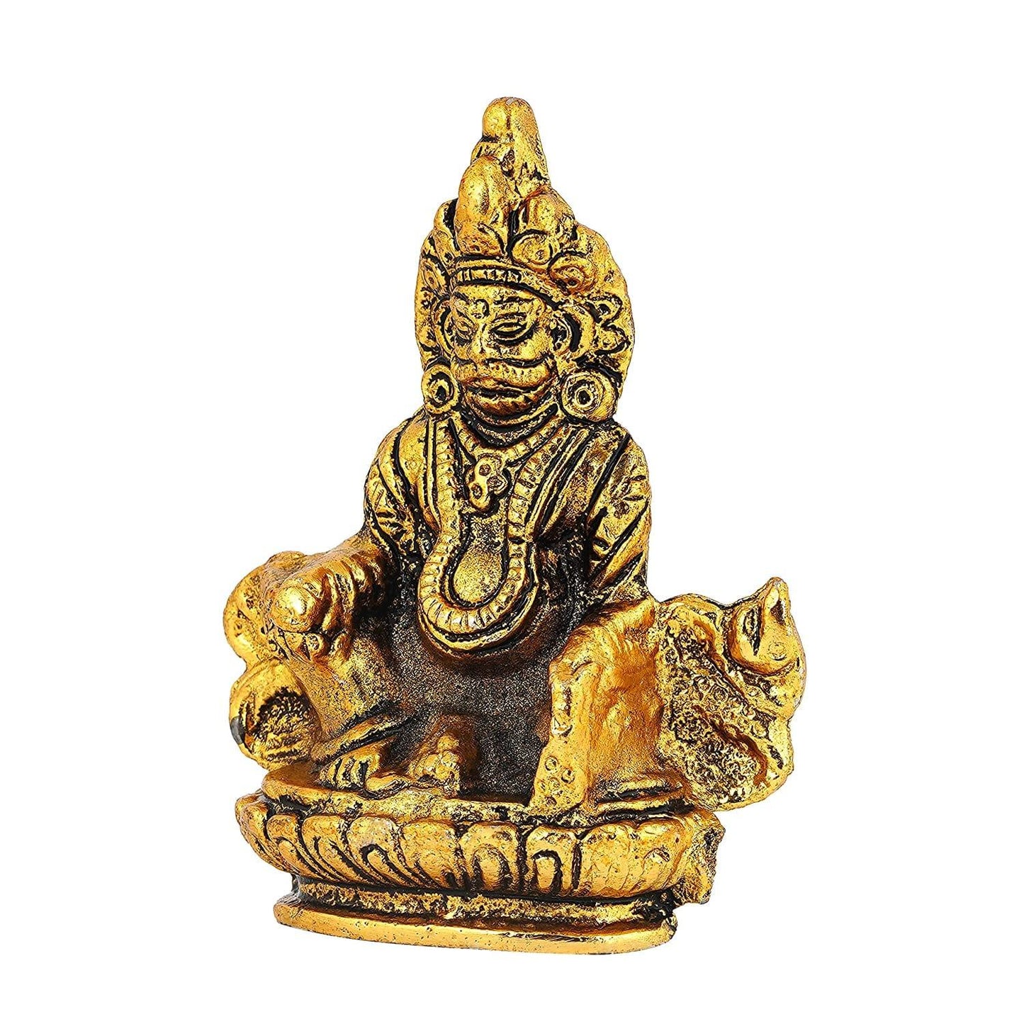 JaipurCrafts Premium Metal Lord Kuber Statue for Wealth and Harmony | God kuber Idol | Murti | Statue | showpiece for Home | Kuber ji ki murti for puja Decorative Showpiece (4 Inches,Gold)