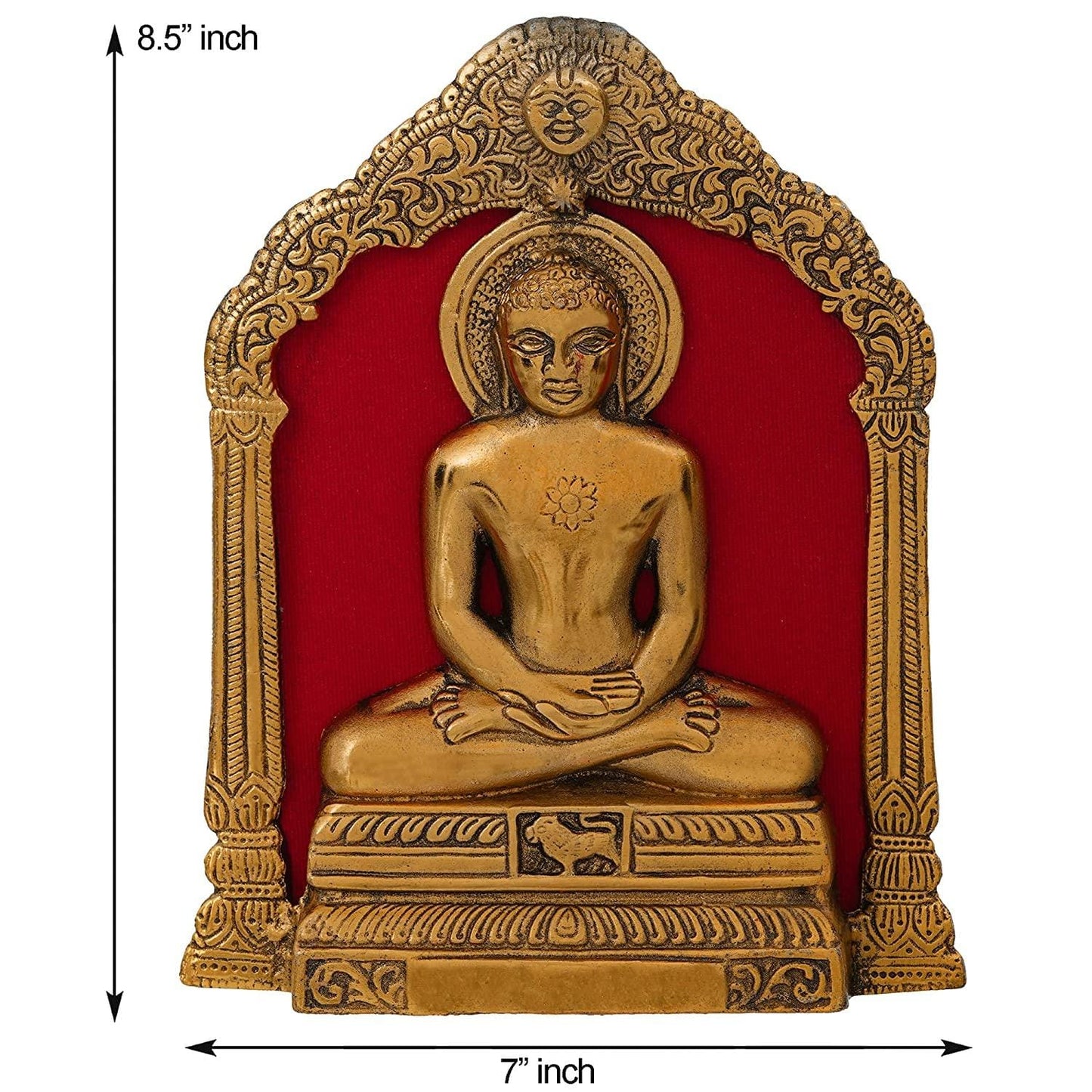 Webelkart Premium Metal Mahaveer Swami Idol Statue Wall Hanging for Home and Office Decor| Mahaveer Swami murti for Home Decor ( 7 x 8.5 Inches, Gold