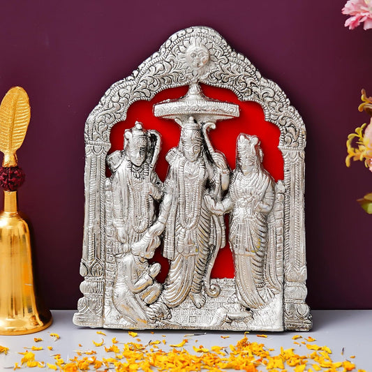 Webelkart Premium Metal Lord Ram Ji/Ram Darbar Idol Statue for Home and Office Decor, Ramdarbar Showpiece for Temple,Pooja Idol,Ram Darbar Murti,Ram Sita Laxman Hanuman for Puja