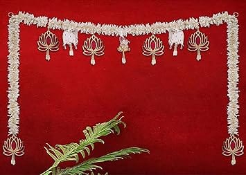 JaipurCrafts  Premium Traditional Handmade Lotus and Ganesha with Cow Door Hanging/Bandarwal/Toran for Door, Traditional Bandarwal for Door, 40" inch Length, Multicolour,