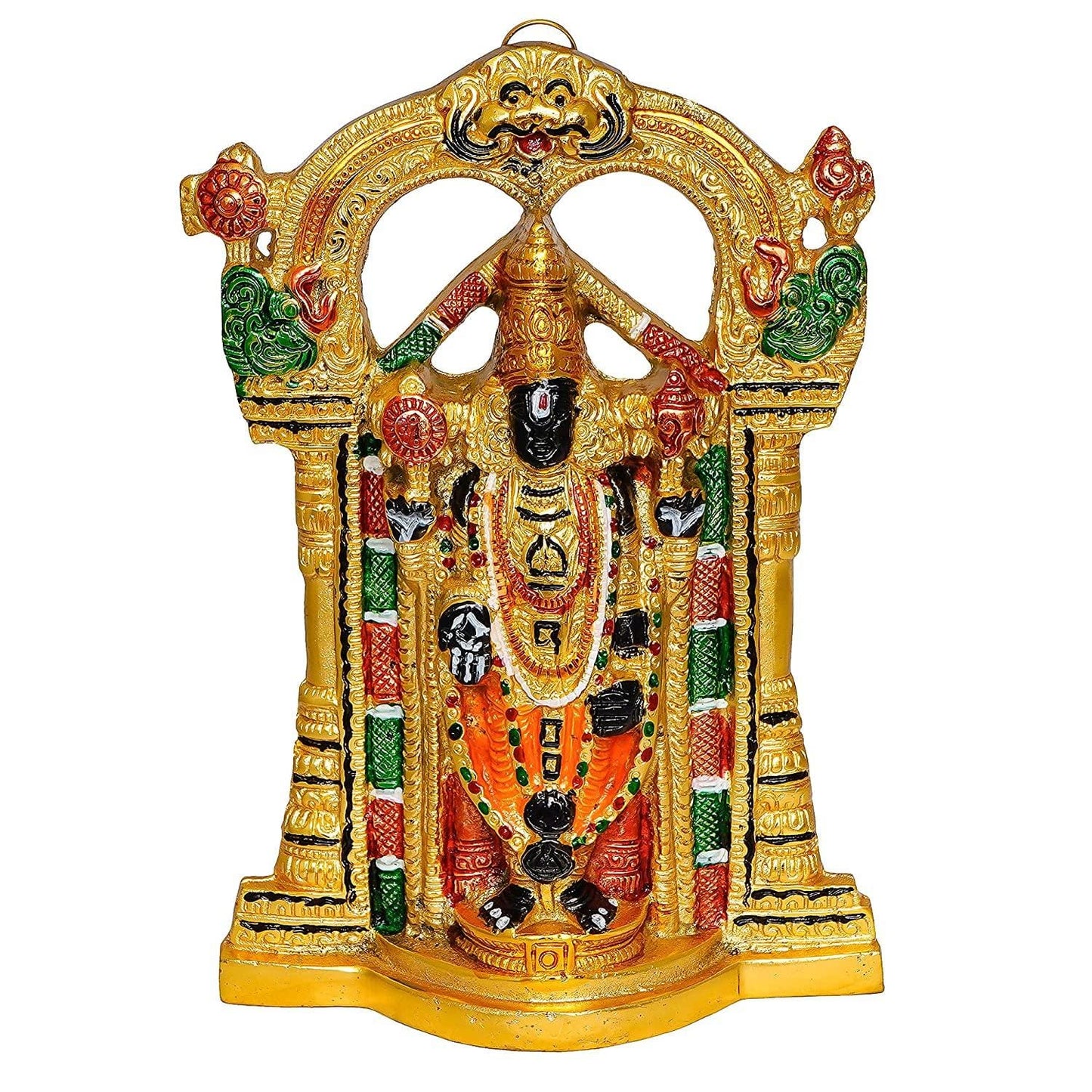 JaipurCrafts Premium White Metal Colorful Lord Tirupati Balaji Idol Statue for Home and Office (Gold, 9.50 Inch)