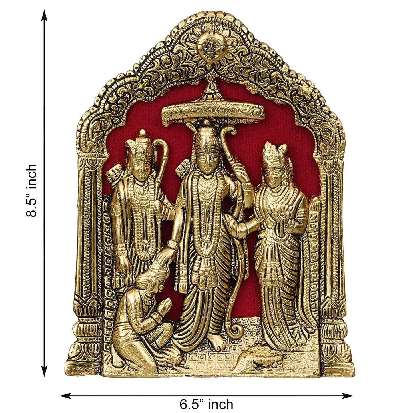 JaipurCrafts Premium Metal Ram Darbar Idol Statue for Home and Office Decor | Ram Darbar Murti for Home (8.5 Inches , Gold)