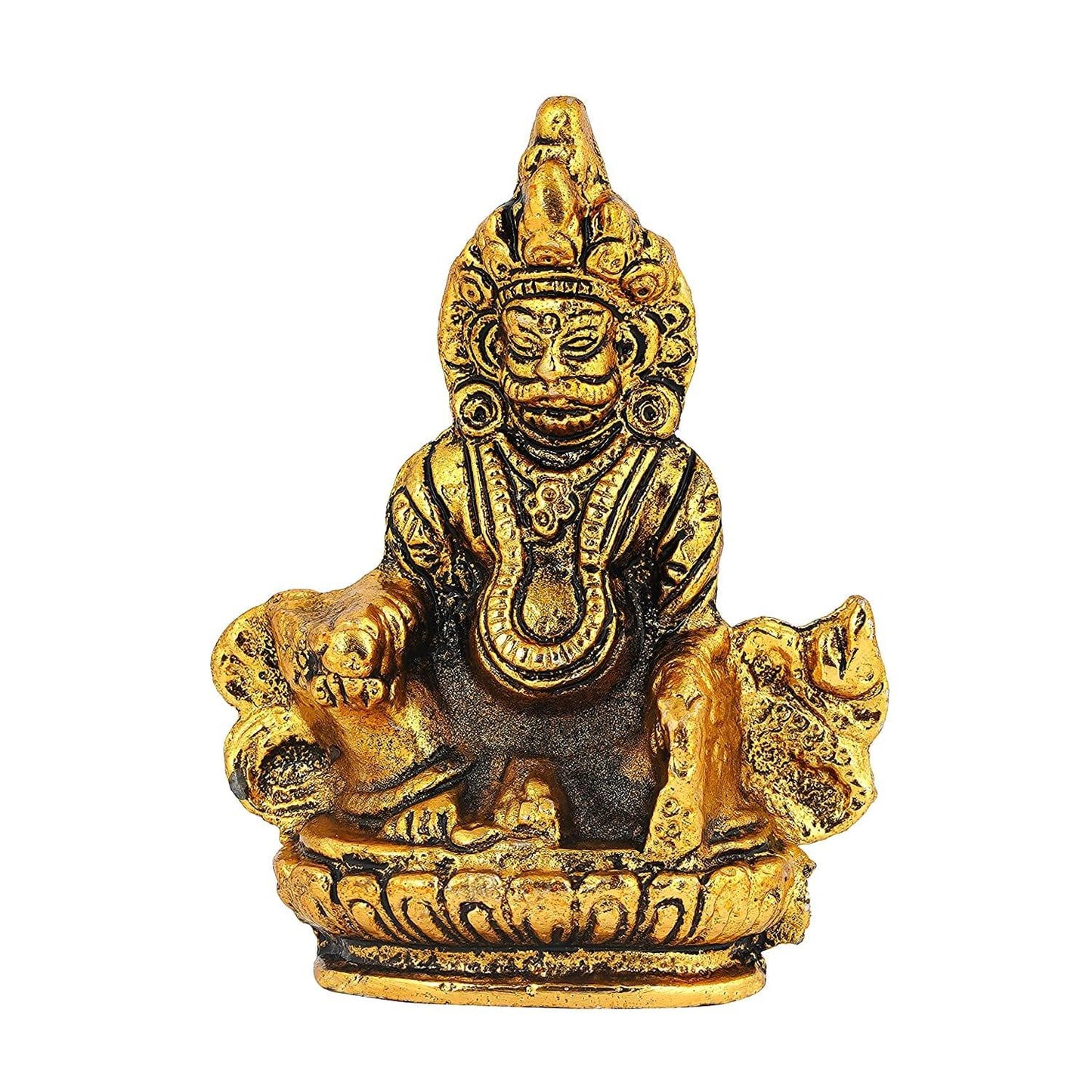 JaipurCrafts Premium Metal Lord Kuber Statue for Wealth and Harmony | God kuber Idol | Murti | Statue | showpiece for Home | Kuber ji ki murti for puja Decorative Showpiece (4 Inches,Gold)