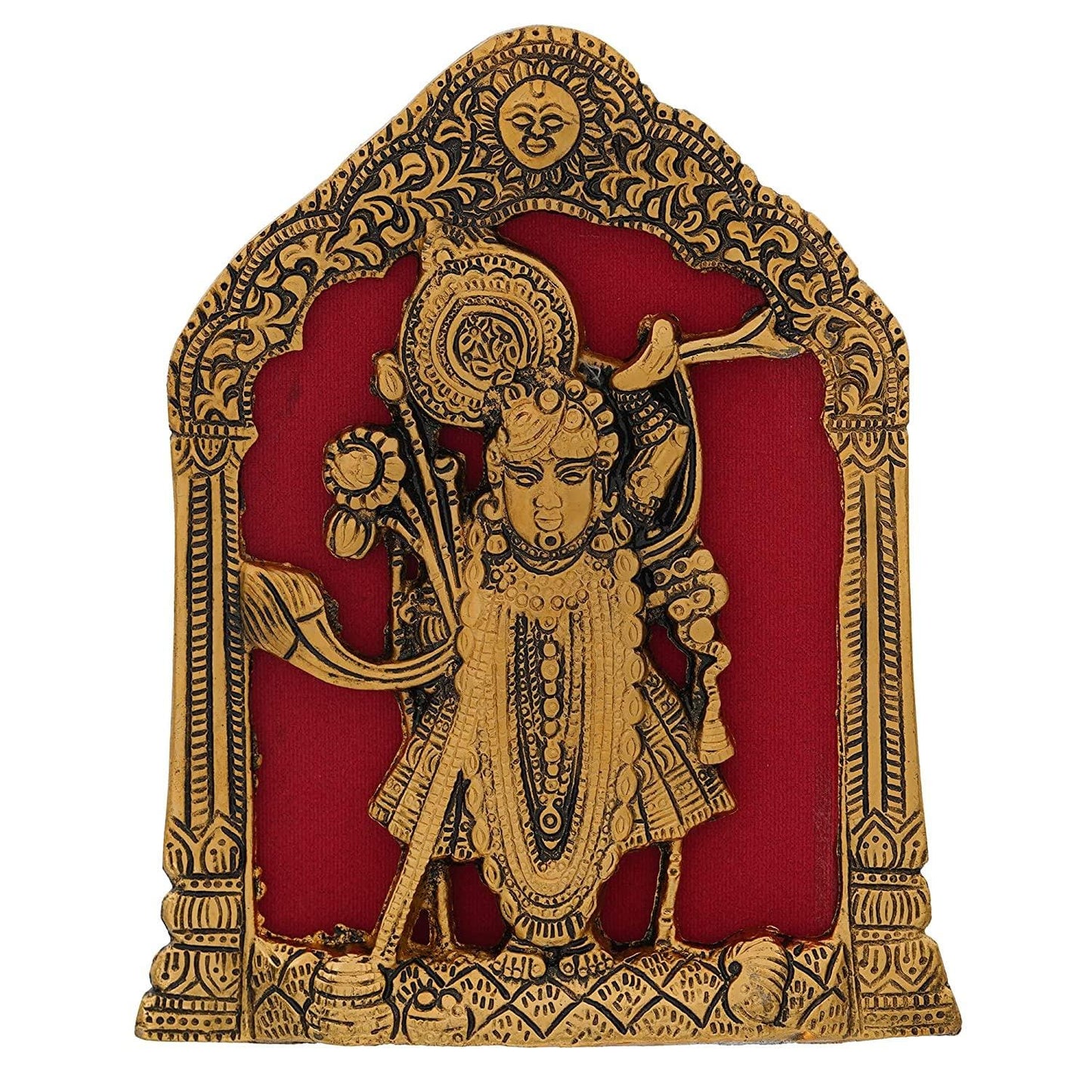Webelkart Premium Metal Lord Tirupati Balaji Idol Statue Wall Hanging for Home and Office Decor| tirupati Balaji murti for Home Decor (6 x 8.5 Inches, Gold
