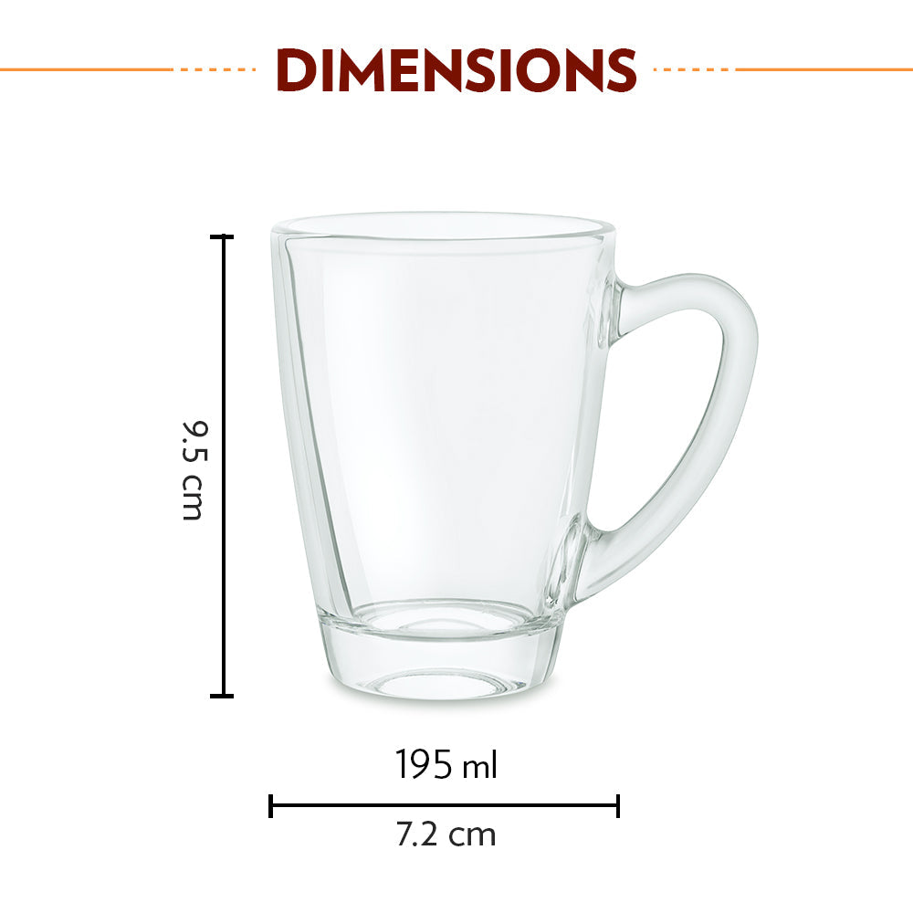 Borosil Serene Mug Set, 195ml x 6