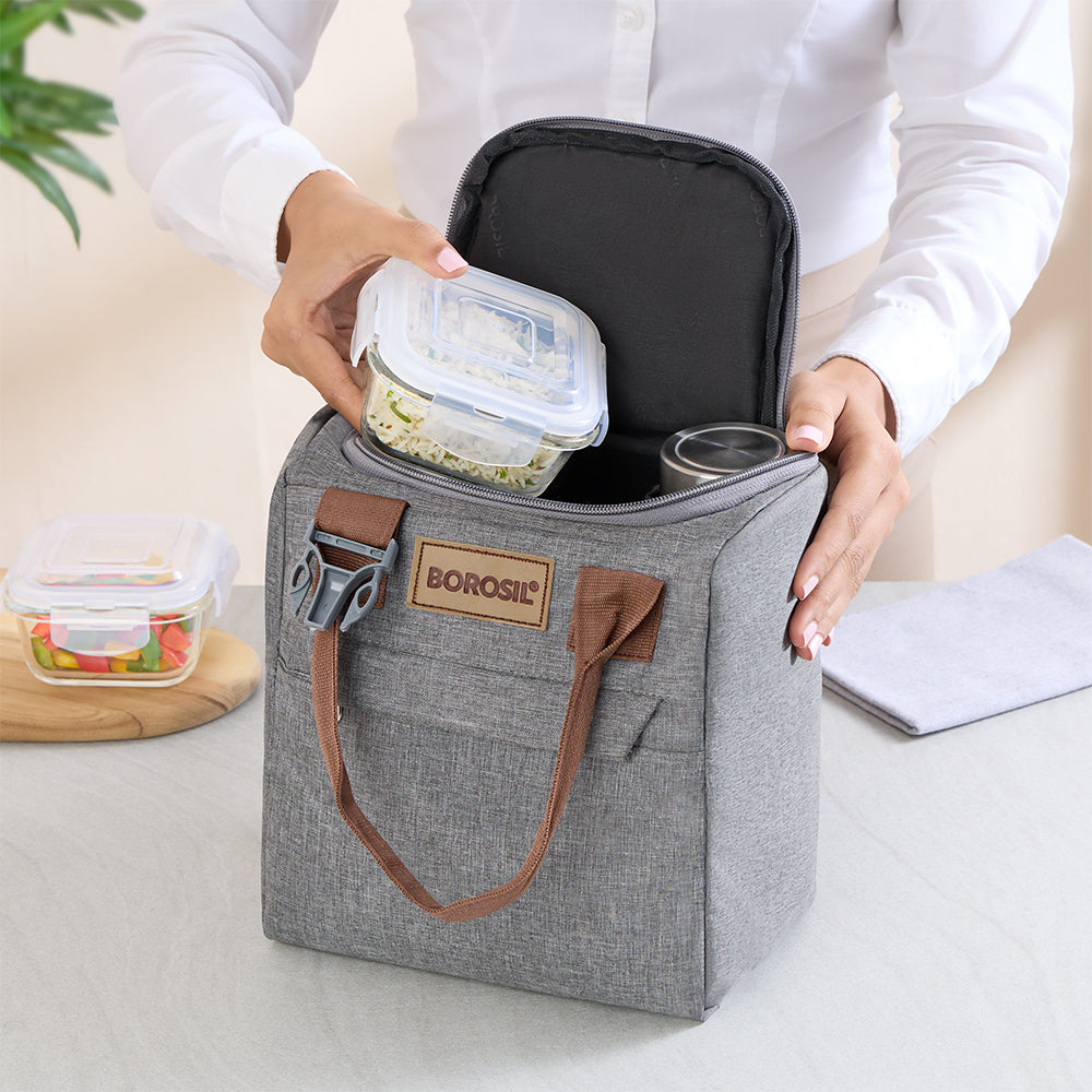 Borosil Gourmet Lunch Box Set, 320ml x 3 (+) 550ml x 1