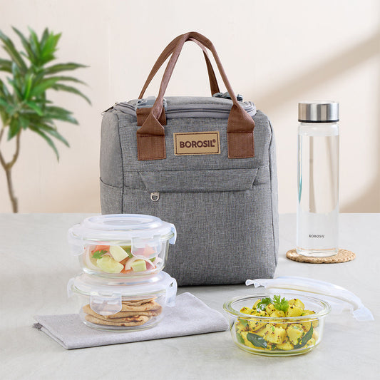 Borosil Pro Lunch Box Set, 400ml x 3 (+) 550ml x 1