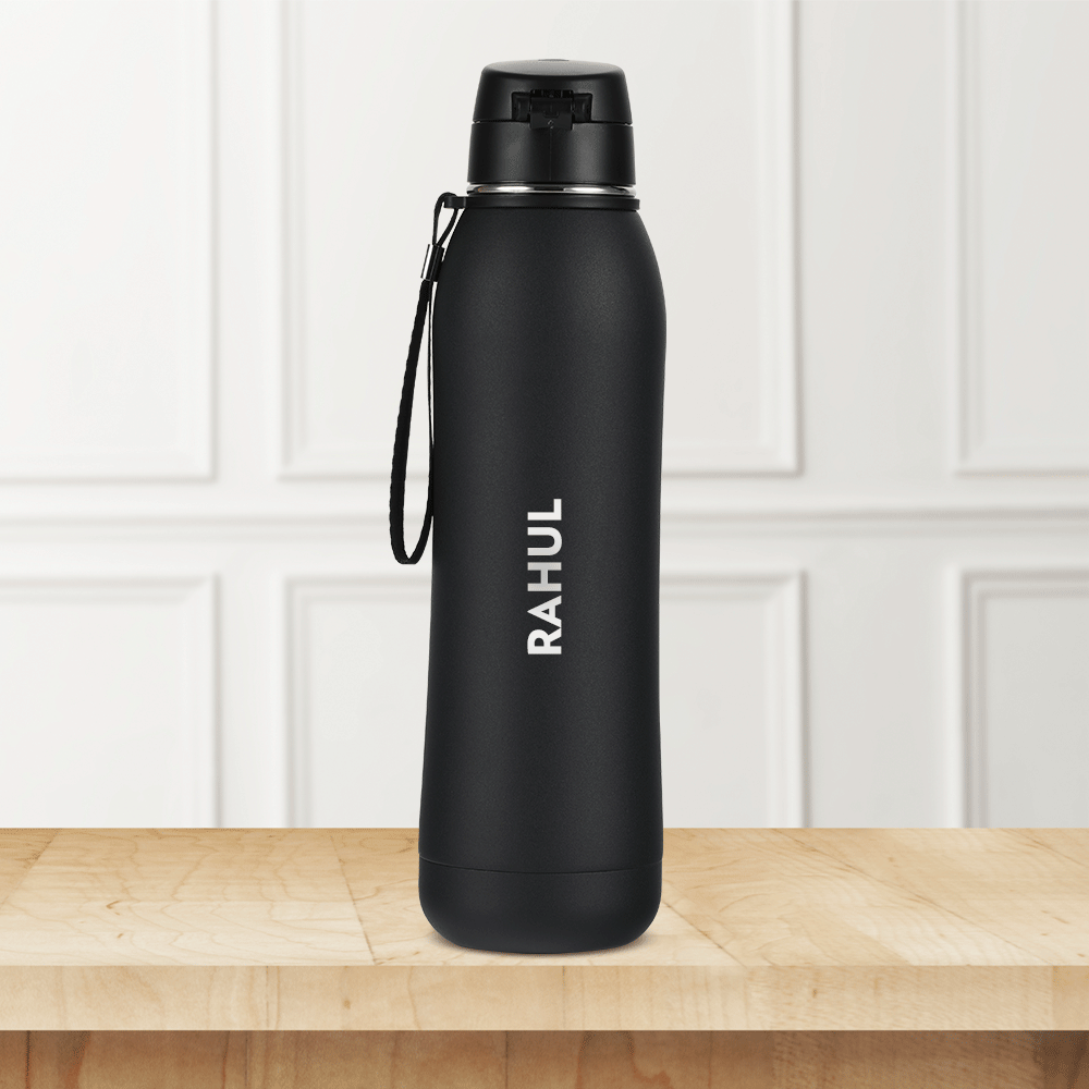 Borosil Rivera Bottle, Black, 600ml, Personalise