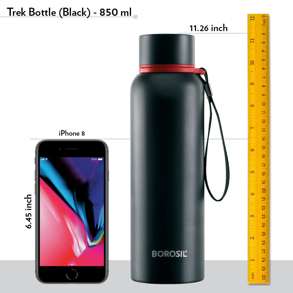 Borosil Trek Black Personalise, 850ml