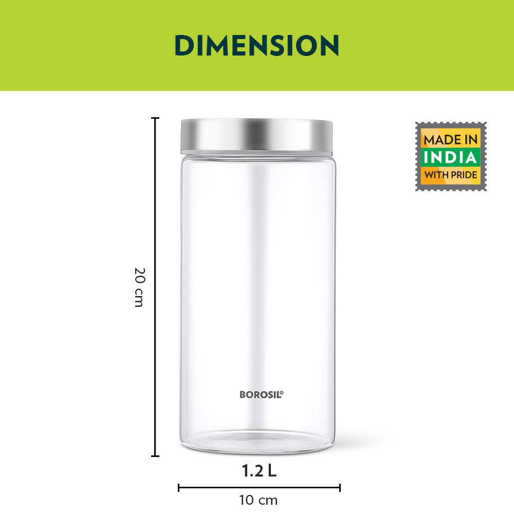 Borosil Endura Airtight Glass Jar Set, 1.2Lx2