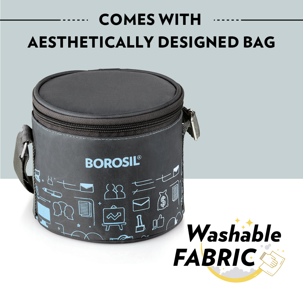 Borosil Carryfresh Lunchbox, Set of 2, Large, 180ml + 280ml