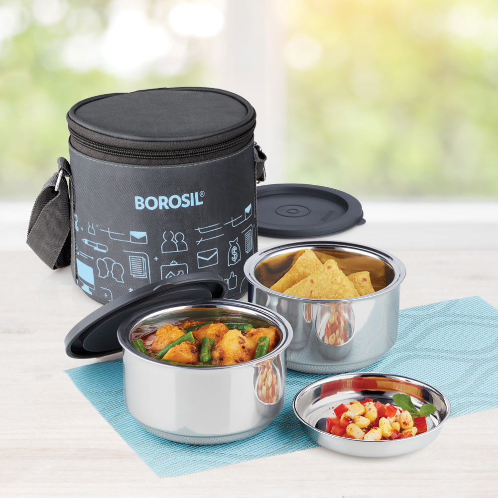 Borosil Carryfresh Lunchbox, Set of 2, Large, 280ml