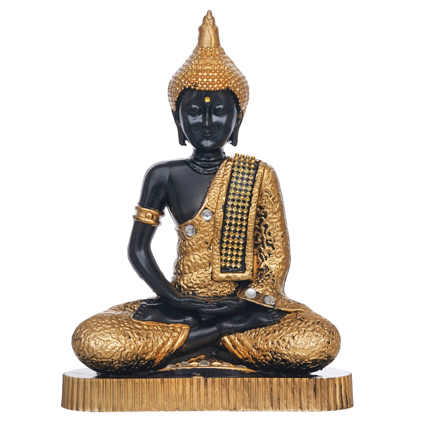 JaipurCrafts Premium Meditating Sitting Gautam Buddha Idol Statue Showpiece for Home and Living Room (Black and Gold)