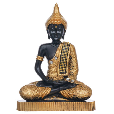 JaipurCrafts Premium Meditating Sitting Gautam Buddha Idol Statue Showpiece for Home and Living Room (Black and Gold)
