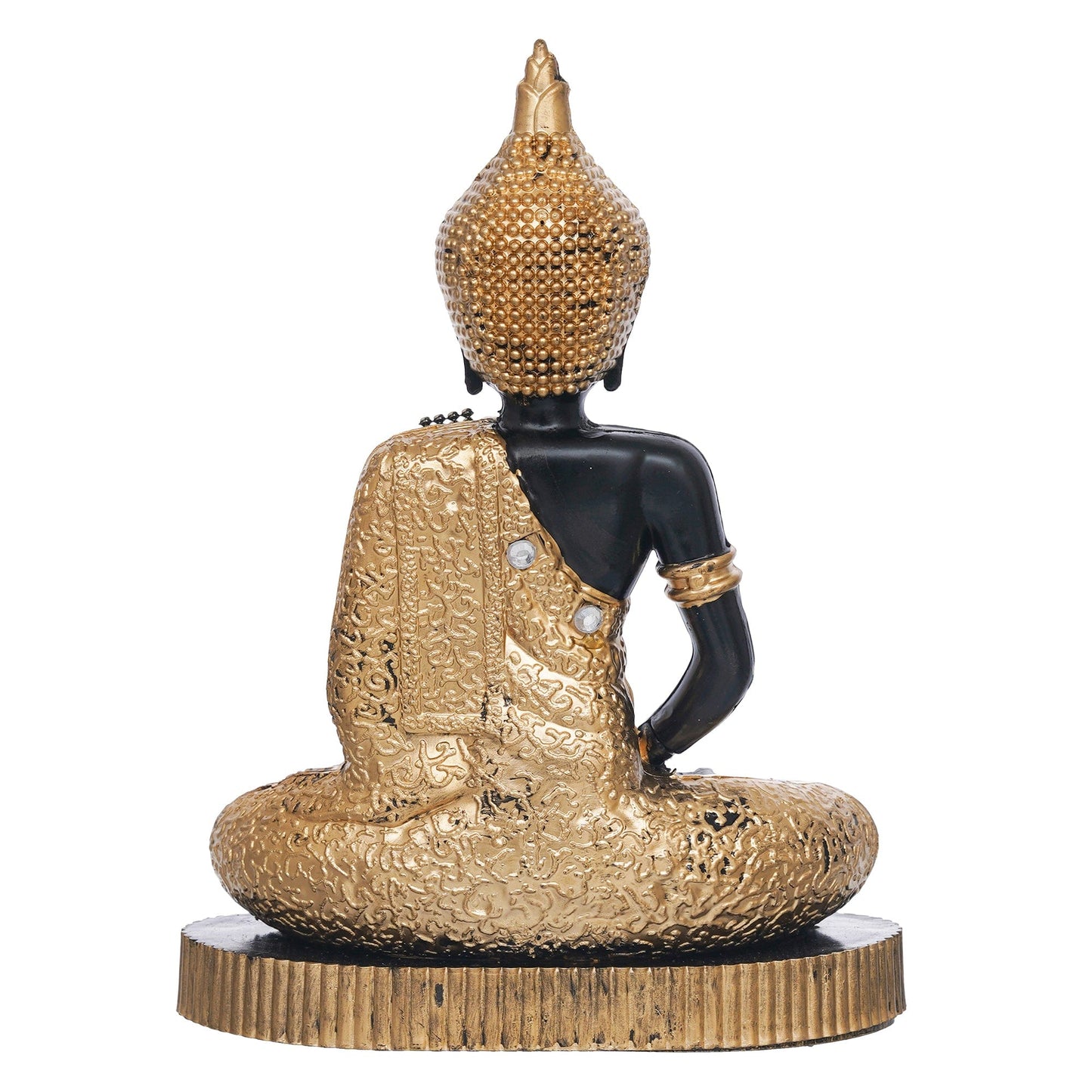 JaipurCrafts Premium Meditating Sitting Gautam Buddha Idol Statue Showpiece for Home and Living Room (Black and Gold)