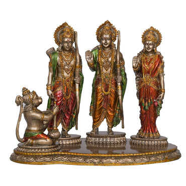 JaipurCrafts Premium Bronze Finish Ram Darbal Idol Statue Showpiece for Home Decor | Ram Darbar Murti | Ram Parivar Statue for Home Decor (9 Inches, ColdCast Resin)