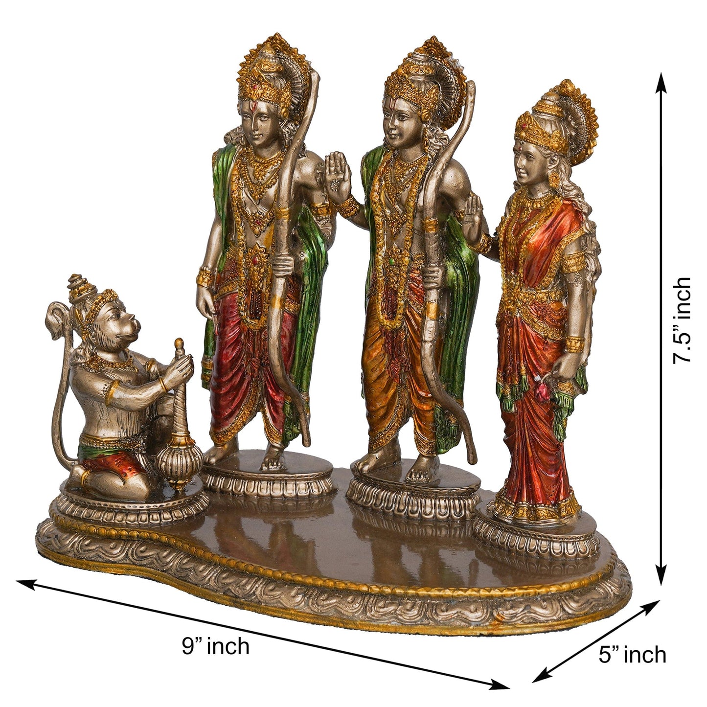 JaipurCrafts Premium Bronze Finish Ram Darbal Idol Statue Showpiece for Home Decor | Ram Darbar Murti | Ram Parivar Statue for Home Decor (9 Inches, ColdCast Resin)