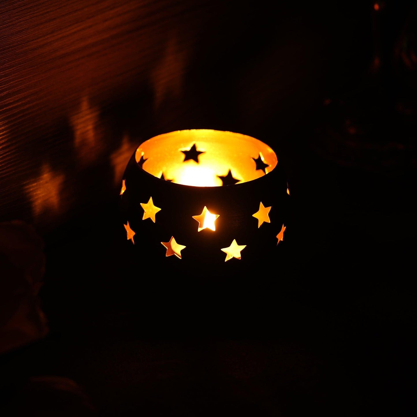 Webelkart®️ Premium Metal Star Tealight Candle Holder for Home and Office Decor| Metal Tealight Holder for Decorations (3 inches, Black)